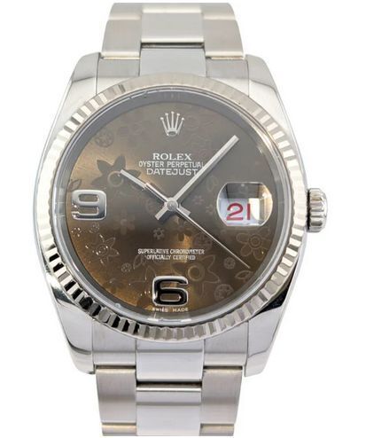 Rolex 116234 Datejust 36 Chocolate Floral Dial 36mm 2013 Box & Papers