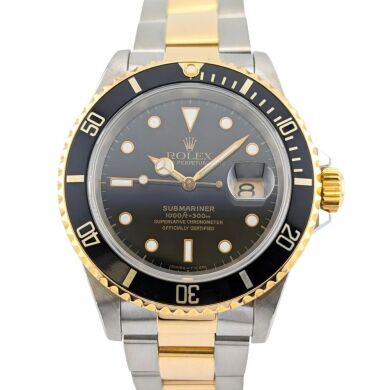Rolex 16613LN Submariner Date Two Tone Black 40mm 1991 Box & Papers