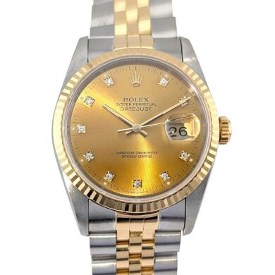 Rolex 16233G Datejust 36 Champagne Diamond Dial 36mm 1991 X-Serial