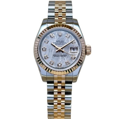 Rolex Lady-Datejust 26 Meteorite Diamond Dial 18K Rose Gold Ref 179171
