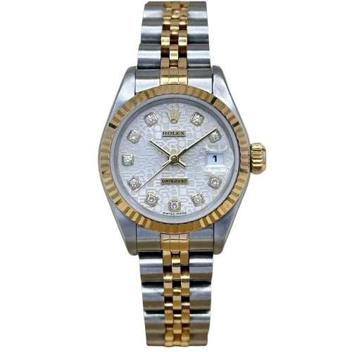 Rolex Lady-Datejust 26 Ivory Anniversary Big Diamond Ref 69173 1995
