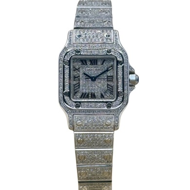 Cartier Santos Galb&eacute;e Small Custom Diamond Set Ref 2423