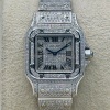 Cartier Santos Galb&eacute;e Small Custom Diamond Set Ref 2423 - 3