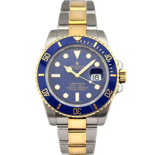 Rolex 116613LB Submariner Date Two Tone Bluesy &ldquo;Flat Blue&rdquo; 40mm 2014 Box & Papers