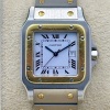 Cartier Santos Carr&eacute;e Large White Romans 18K Yellow Gold Ref 2961 1986 - 3