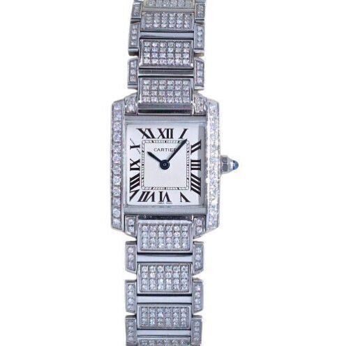 Cartier Tank Fran&ccedil;aise Custom Natural Diamond with White Roman Dial