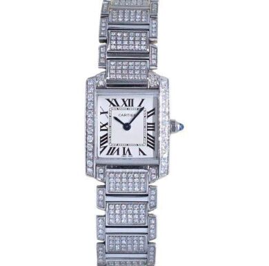 Cartier Tank Fran&ccedil;aise Custom Natural Diamond with White Roman Dial
