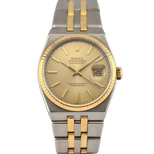 Rolex 17013 Datejust Oysterquartz Two Tone Champagne Dial 36mm 1986