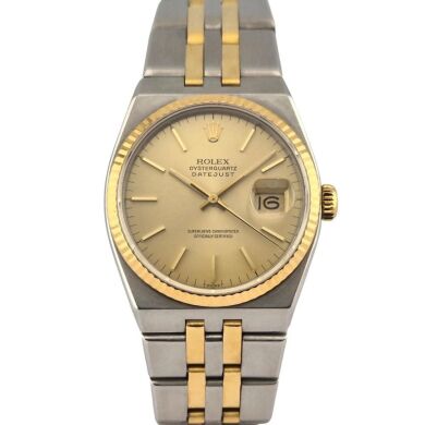 Rolex 17013 Datejust Oysterquartz Two Tone Champagne Dial 36mm 1986
