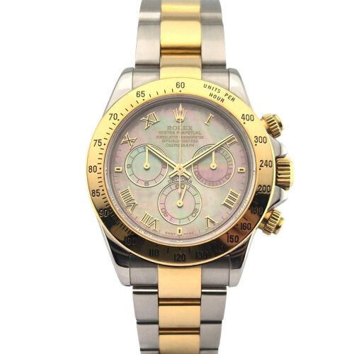 Rolex 116523 Cosmograph Daytona Two Tone Tahitian MOP Dial 40mm 2004 F Serial