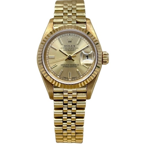 Rolex Lady-Datejust 26 Champagne Stick 18K Yellow Gold Jubilee Ref 69178