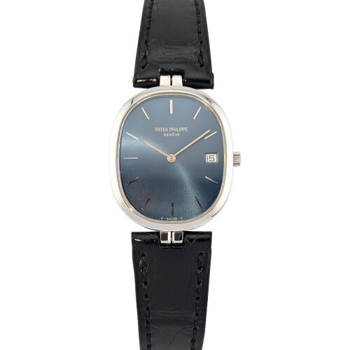 Patek Philippe 3930 Ellipse Steel Blue 28mm 1989 Box & Papers