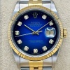 Rolex Datejust 36 Blue Vignette Diamond 18K Yellow Gold Ref 16233G 2000 - 2