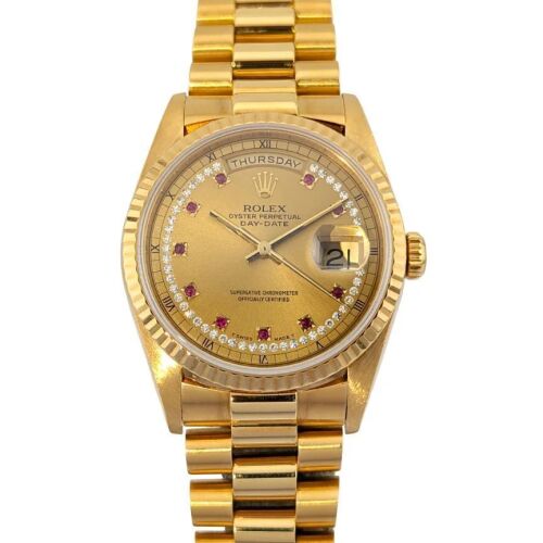 Rolex 18238 Day-Date 36 Ruby String Dial 36mm 1990 Box & COA E-Serial