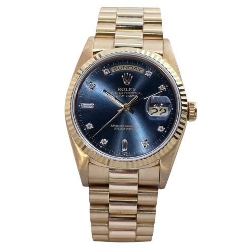 Rolex Day-Date 36 Blue Diamond Dial Ref 18238 18K Yellow Gold President