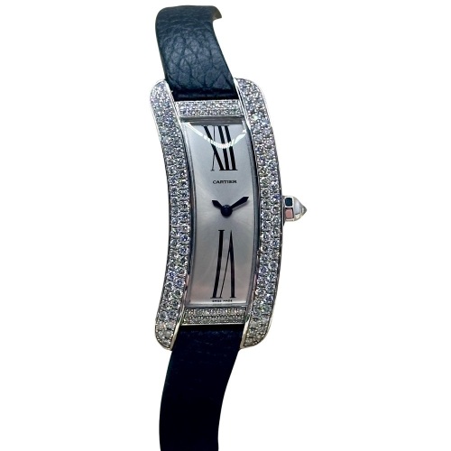 Cartier Tank S 18K White Gold Factory Diamond Set Ref 2625