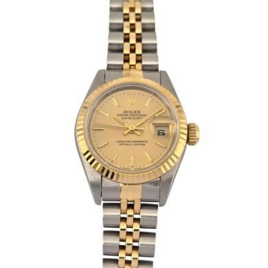 Rolex 69173 Lady-Datejust Two Tone Champagne Dial 26mm Box & Papers