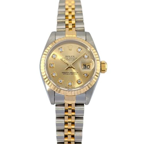 Rolex 69173G Lady-Datejust Two Tone Champagne Big Diamond Dial 26mm 1995 W-Serial