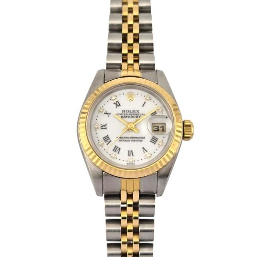 Rolex 69173G Lady-Datejust Two Tone White Roman Diamond Dial 26mm