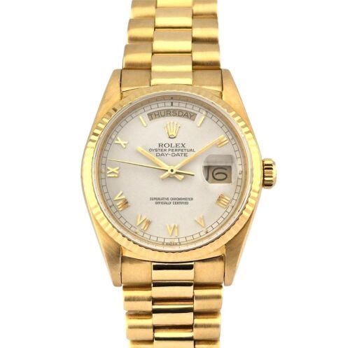 Rolex 18038 Day-Date 36 18k Gold White Roman Dial 36mm Box & Papers
