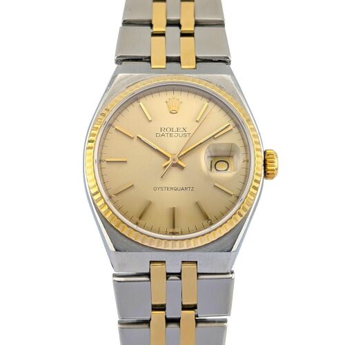 Rolex 17013 Datejust Oysterquartz Two Tone Champagne Dial 36mm 1979