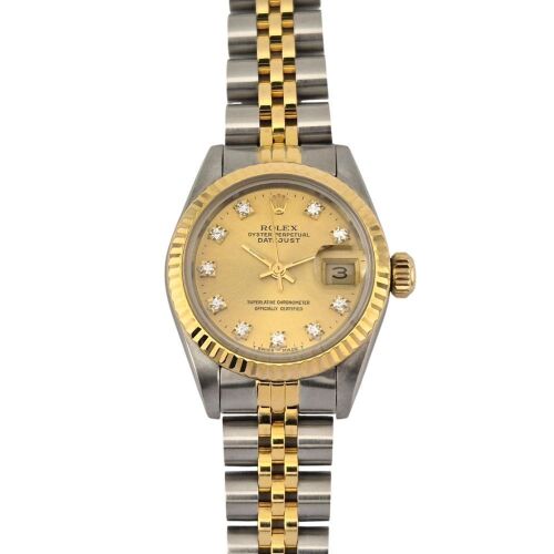 Rolex 69173G Lady-Datejust Two Tone Champagne Diamond Dial 26mm