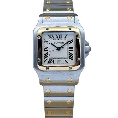 Cartier Santos Galbe&egrave; White Romans 18K Yellow Gold Ref 1566