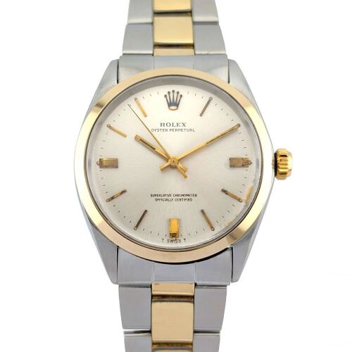 Rolex 1002 Oyster Perpetual 34 Two Tone Silver Dial on Oyster 34mm