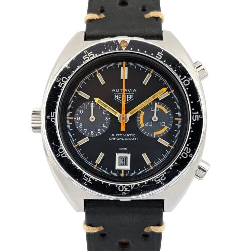 Heuer 11630 Autavia Orange Boy Black Dial 42mm ~1970s