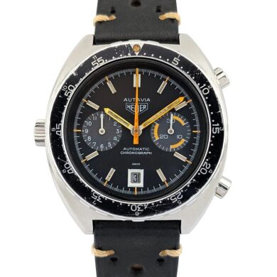 Heuer 11630 Autavia Orange Boy Black Dial 42mm ~1970s