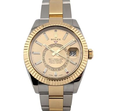 Rolex 326933 Sky-Dweller Two Tone Champagne 42mm Box & Papers