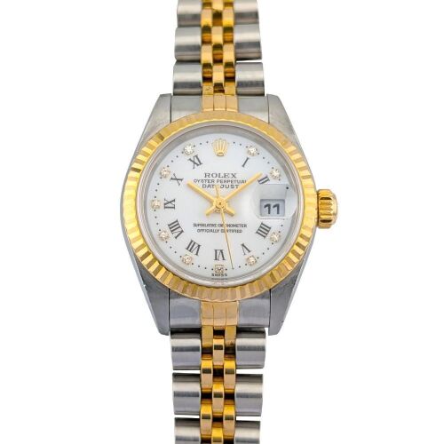 Rolex 79173G Lady-Datejust Two Tone White Roman Diamond Dial