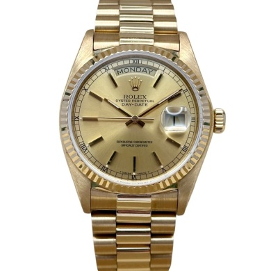 Rolex Day-Date 36 Champagne Stick 18K Yellow Gold Ref 18038