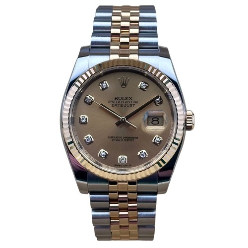 Rolex Datejust 36 Champagne Diamond Dial Ref 116233G BOX AND PAPERS!
