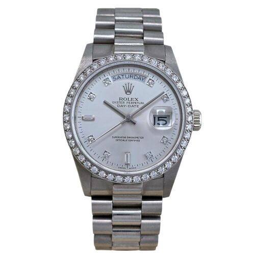 Rolex Day-Date 36 White Gold 18049 Factory Diamonds
