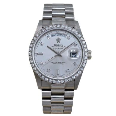 Rolex Day-Date 36 White Gold 18049 Factory Diamonds