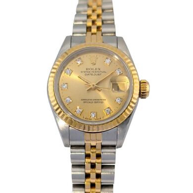 Rolex 69173G Lady-Datejust Two Tone Champagne Diamond Dial 26mm