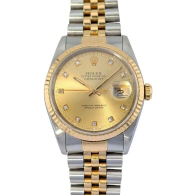 Rolex 16233G Datejust 36 Champagne Diamond Dial