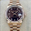 Rolex Lady-Datejust 28 18K Rose Gold President Chocolate Diamond Star - 3