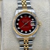 Rolex Lady-Datejust 26 Red Vignette Dial Ref 69173G - RARE! - 2