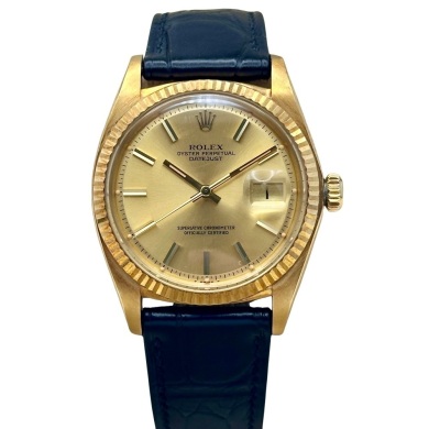 Rolex Datejust 36 Champagne 'Pie Pan' 18K Yellow Gold Ref 1601/8 COLLECTORS SET!