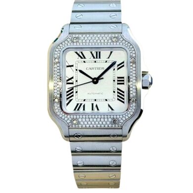 Cartier Santos De Cartier Medium White W4SA0005 FACTORY BEZEL