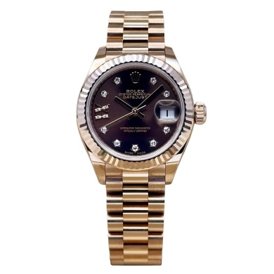 Rolex Lady-Datejust 28 18K Rose Gold President Chocolate Diamond Star