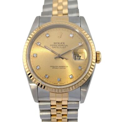 Rolex 16233G Datejust 36 Champagne Diamond Dial 36mm