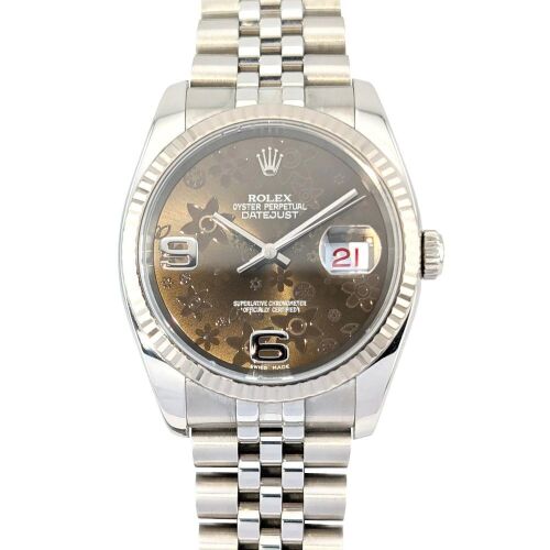 Rolex 116234 Datejust Chocolate Floral Dial on Jubilee 36mm Box & Papers