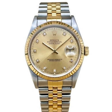 Rolex Datejust 36 Champagne Diamond Ref 16233 1993 - GREAT VINTAGE SET!