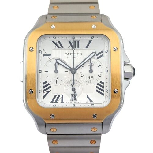 Cartier W2SA0008 Santos de Cartier Chronograph Box & Papers