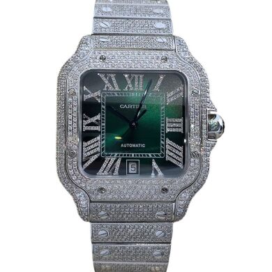 Cartier Santos Large Custom Diamond Set