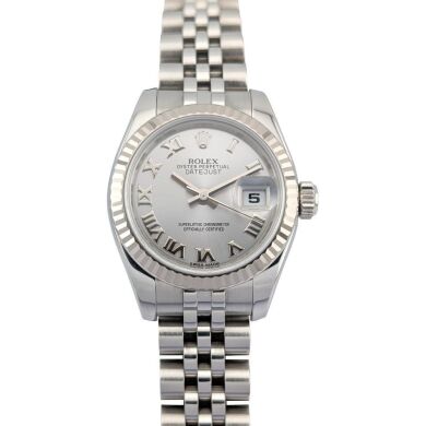 Rolex 179174 Lady-Datejust Silver Roman Dial Box & Papers