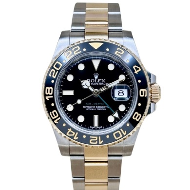 Rolex GMT Master II TT 18K Yellow Gold Ref 116713LN EXCELLENT!